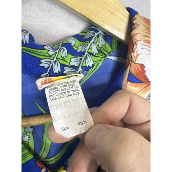 Vintage Hawaiian Aloha Shirt Blue Floral Print Short Sleeve Men’s Small - Picture 3 of 4